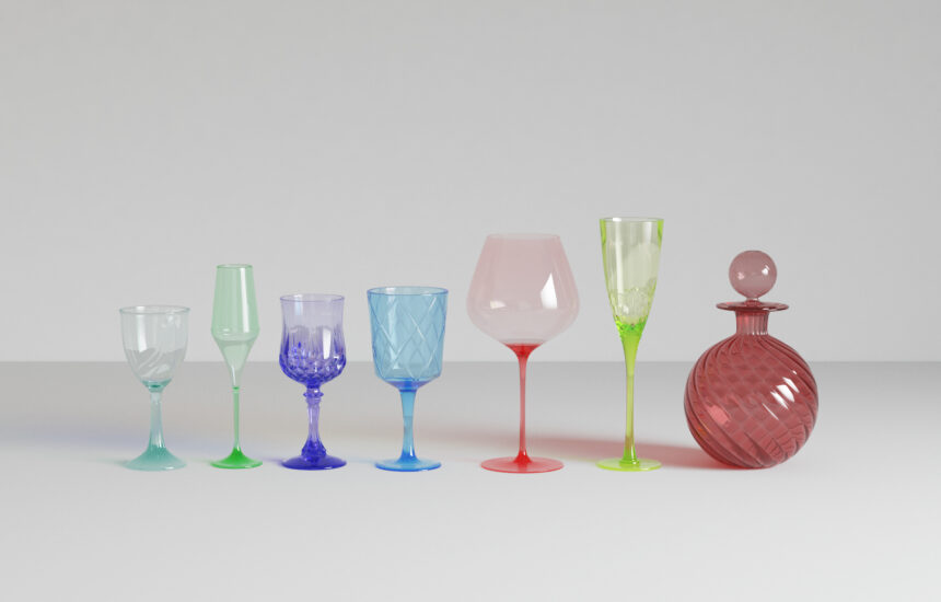 Marketing 6 Colored Glassware Shadow Render 860x550